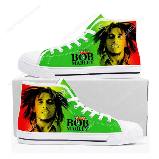 Bob Marley Reggae Rasta Print Casual High Top Shoes for Men and Women - Premium high top shoes from Lizard Vigilante - Just $44.44! Shop now at Lizard Vigilante