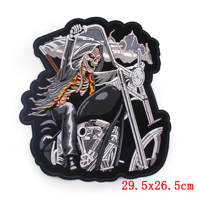 Punk Biker Patch Iron/Sew On Embroidery Patches On Clothes Skull Big Pacthes For Jacket Applique DIY Rock Large Back Pacth Badge - Lizard Vigilante