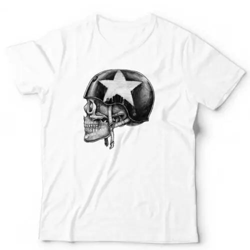 Biker Skull Helmet Tshirt Unisex & Kids Chopper Cafe Racing Motorcycle Motorbike - Lizard Vigilante