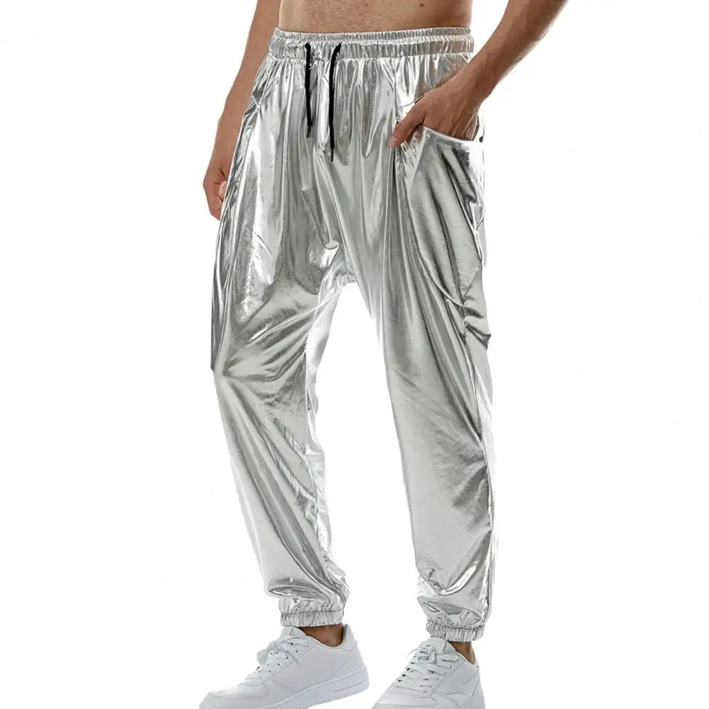 Gold Silver Metallic Shiny Sweatpants: Glam Rock Hip Hop Pants - Premium pants from Lizard Vigilante - Just $28.88! Shop now at Lizard Vigilante