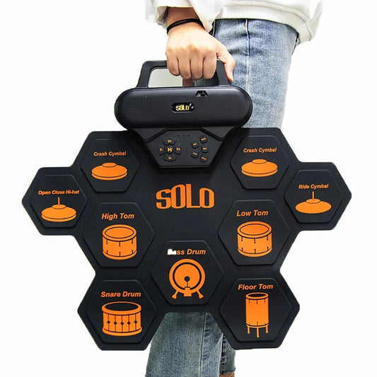 Roll Up Drum Practice Pad Electronic Drum Set Midi Kit with Headphone Jack Built-in Speaker Pedal Sticks Gift For Kids - Lizard Vigilante