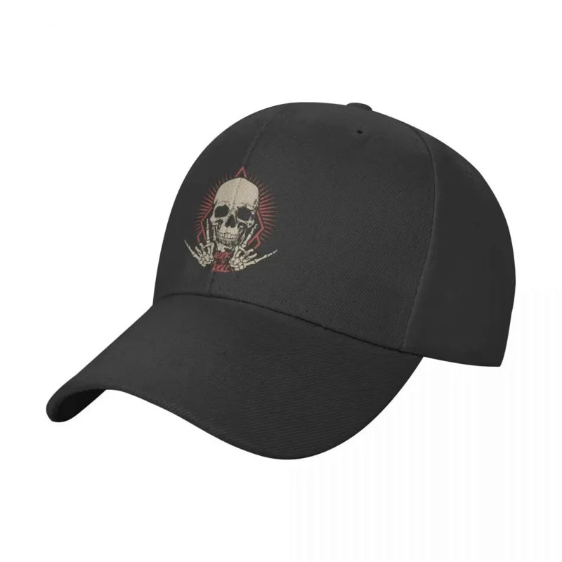 Skull Rock N Roll Baseball Cap for Men Women Adjustable Hard Rock Music Heavy Metal Skeleton Trucker Hat Streetwear - Lizard Vigilante