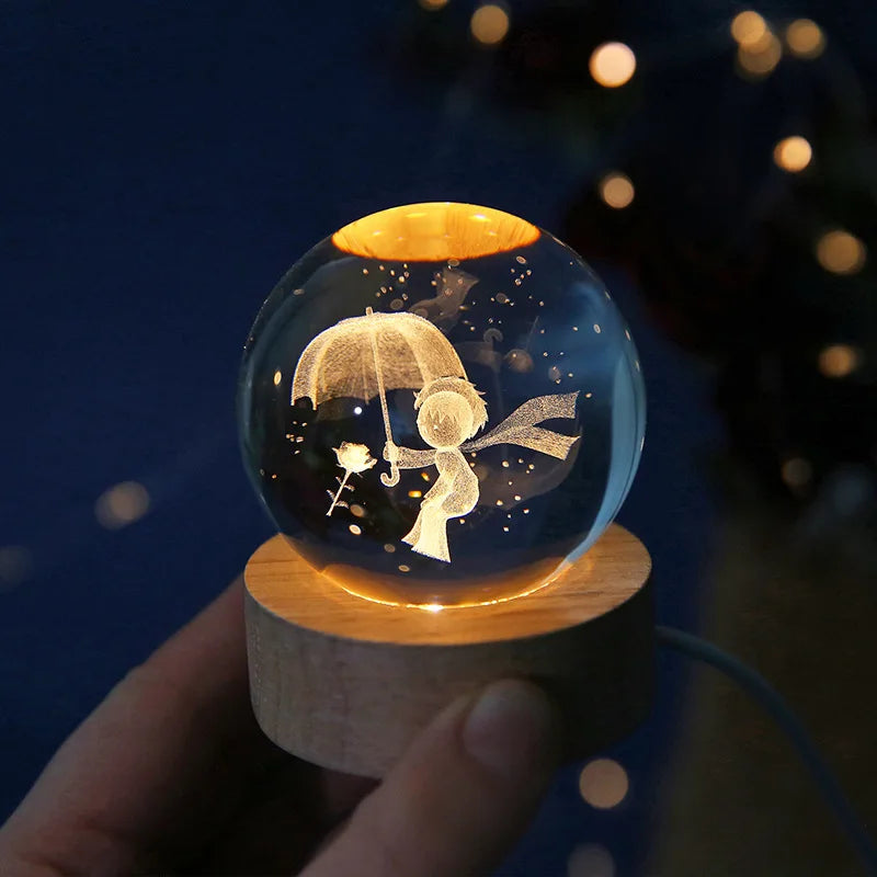 3D Crystal Planet Night Light – Laser Engraved Solar System Globe, 6cm Astronomy Crystal Ball for Home Decor & Unique Birthday Gift - Premium night light from Lizard Vigilante - Just $19.99! Shop now at Lizard Vigilante