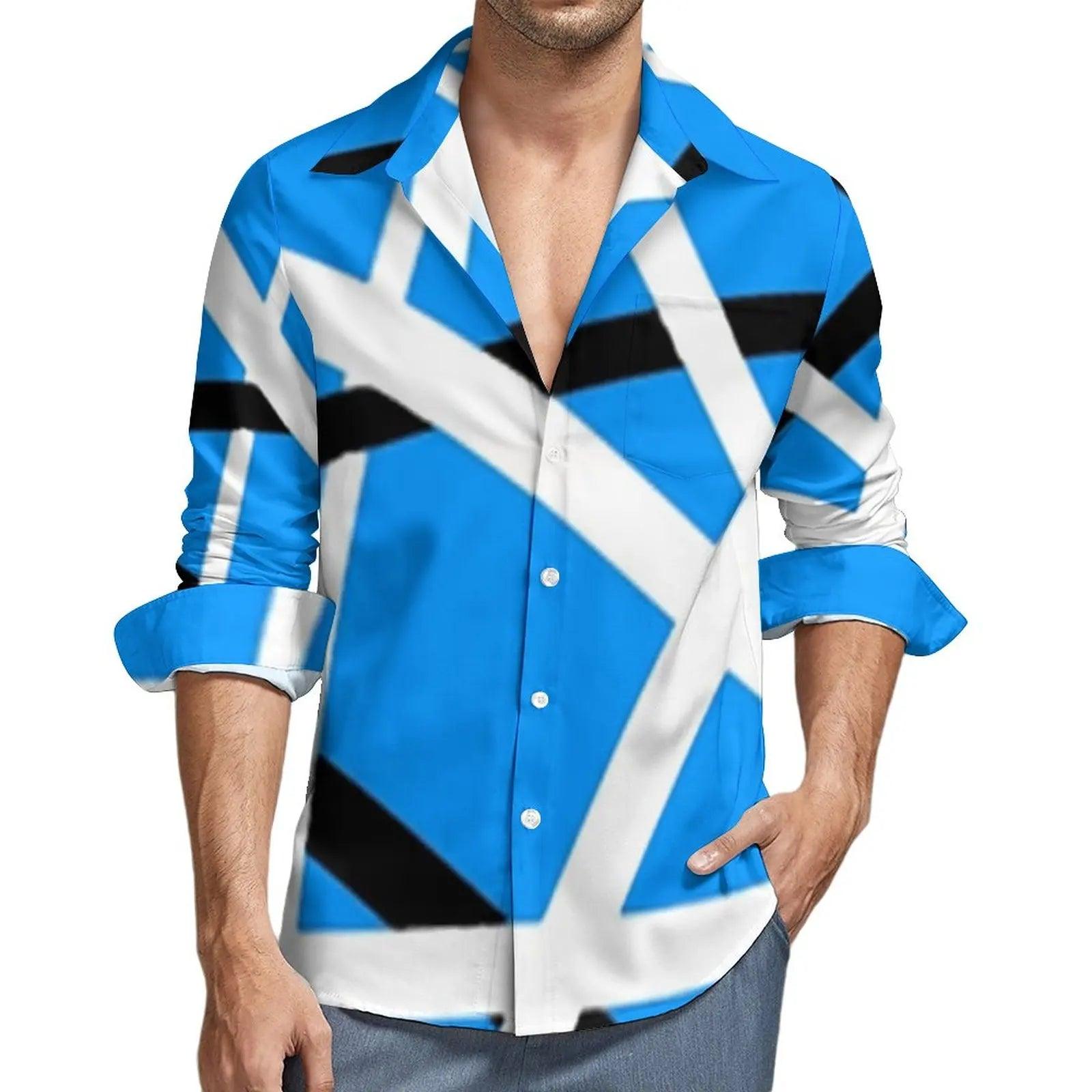 Van Halen Shirt Men Vintage Lines Casual Shirts Autumn Street Graphic Blouses Long Sleeve Vintage Oversized Top Gift - Premium Long-sleeve shirt from Lizard Vigilante - Just $34.99! Shop now at Lizard Vigilante