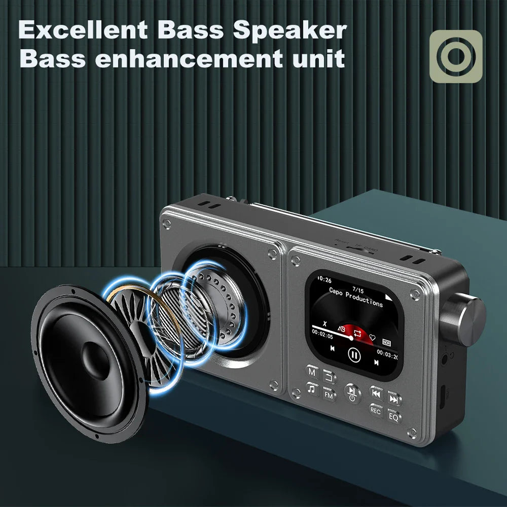Wireless Bluetooth5.4 Speakers 87.5-108MHz Portable FM Radio Outdoor Radio MP3 Music Player Support Earphone TF Card Video Clock