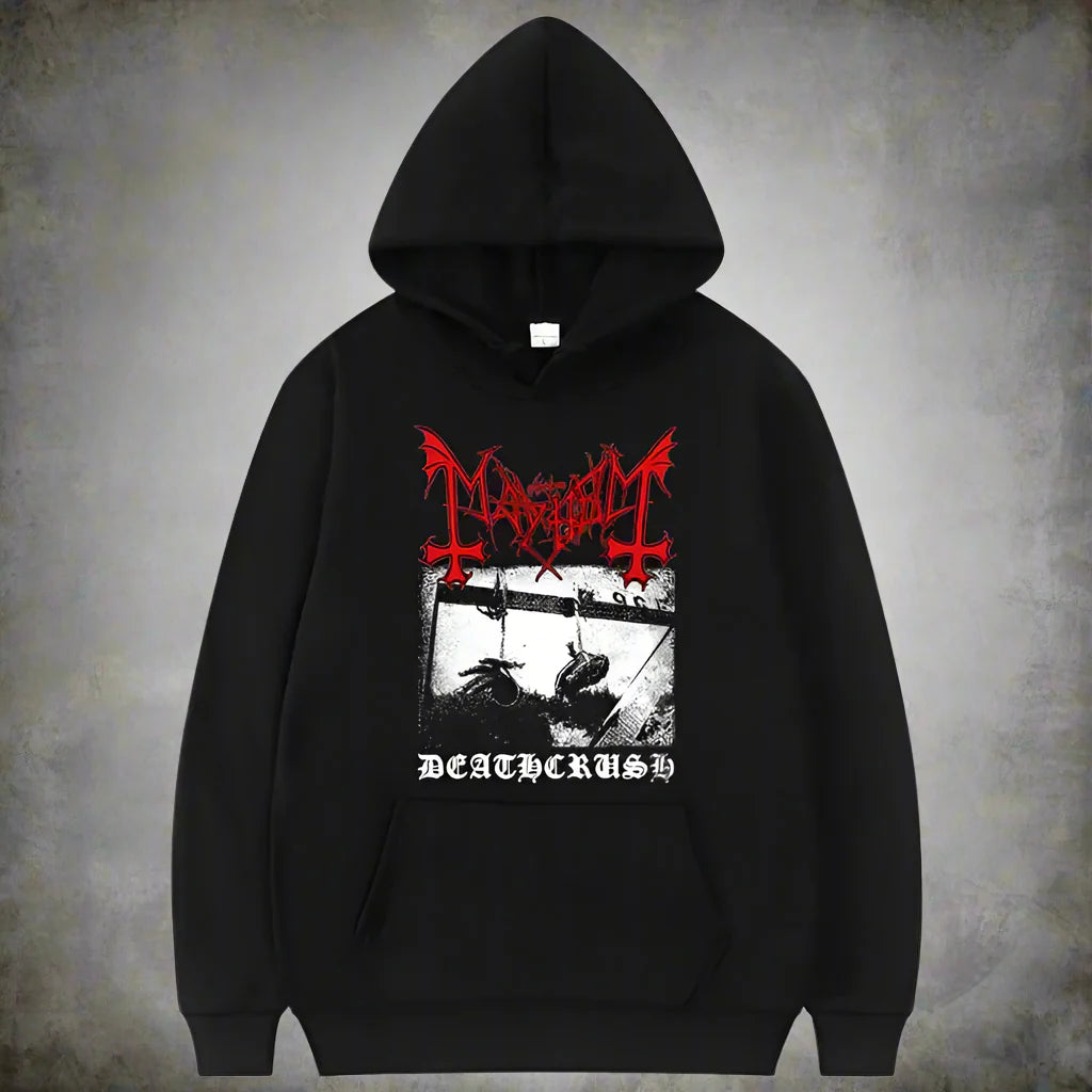 Rapper Mayhem Deathrush Hoodie – Men's Street Hip Hop Pullover, Casual Long Sleeve Sweatshirt for the Bold & Unstoppable - Premium hoodie from Lizard Vigilante - Just $46.66! Shop now at Lizard Vigilante