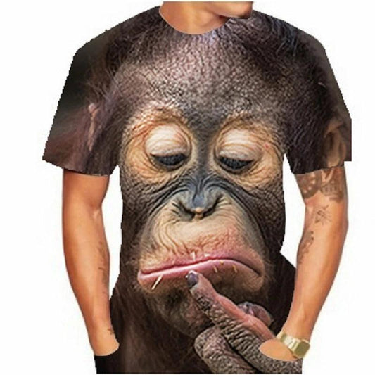 Funny Monkey Lip Graphic T Shirt for Men Clothing 3D Gorilla Orangutan Print T-shirt Unisex Kid Boy Short Sleeve Tops - Premium T-Shirt from Lizard Vigilante - Just $22.99! Shop now at Lizard Vigilante