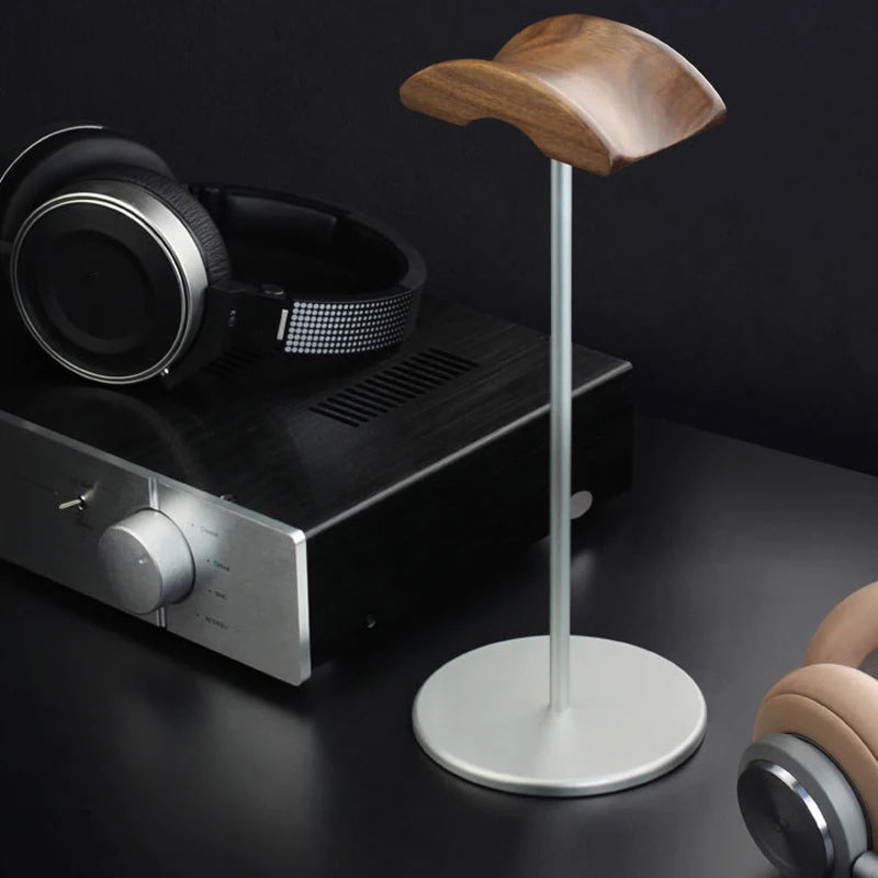 KOQZM Black Walnut Wood & Aluminum Alloy Headphone Stand – Gaming Headset Holder with Solid Metal Base for Desk Display - Premium headphone stand from Lizard Vigilante - Just $22.99! Shop now at Lizard Vigilante