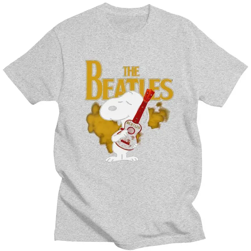 Snoopys The Beatles Dog Rock and Roll T Shirts for Men Soft Cotton Tee Shirt Short Sleeve 60s Novelty T-shirt Gift - Lizard Vigilante
