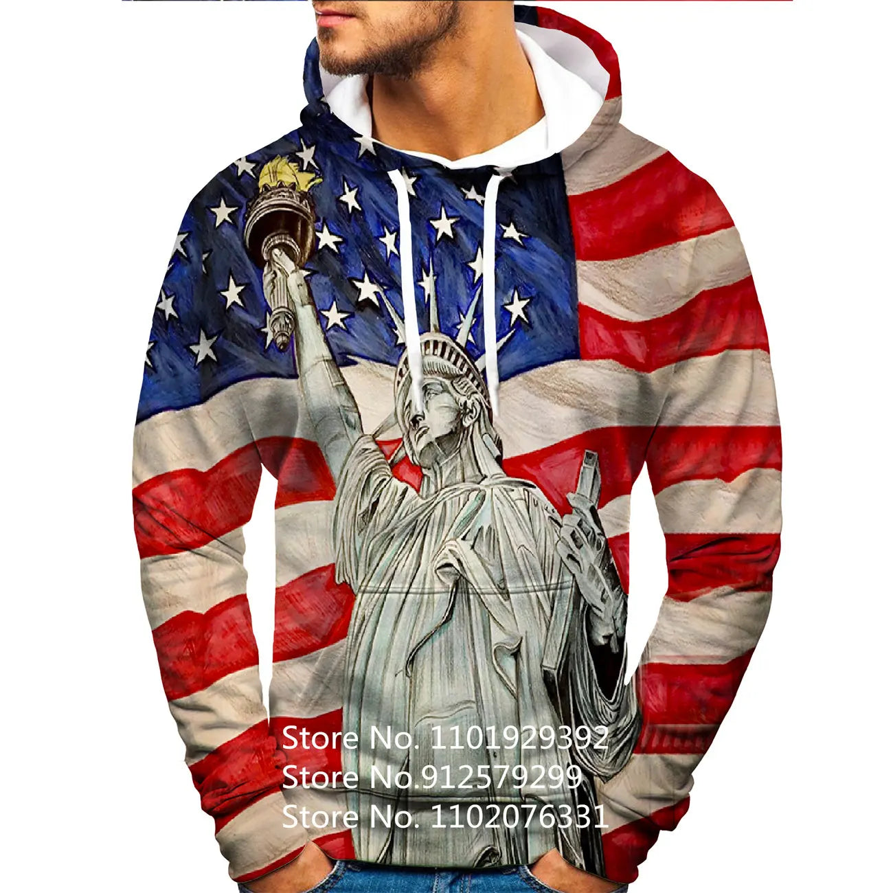 Statue of Liberty Unisex Hoodies Men/Women American Flag Printing Sweatshirts Pullover Shirts - Premium Long-sleeve hoodie from Lizard Vigilante - Just $49.99! Shop now at Lizard Vigilante