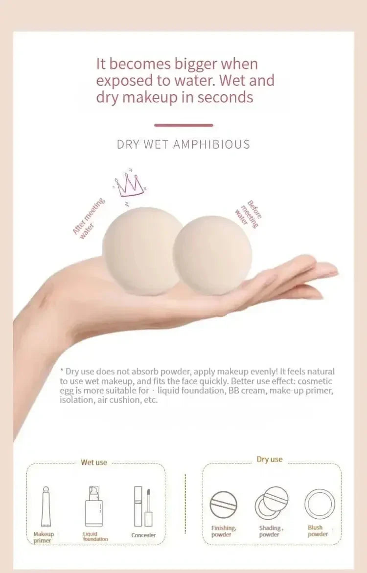Dry Wet Usable Makeup Cosmetic Puff Sponge Cushion Puff for Foundation Powder Soft and Cute
