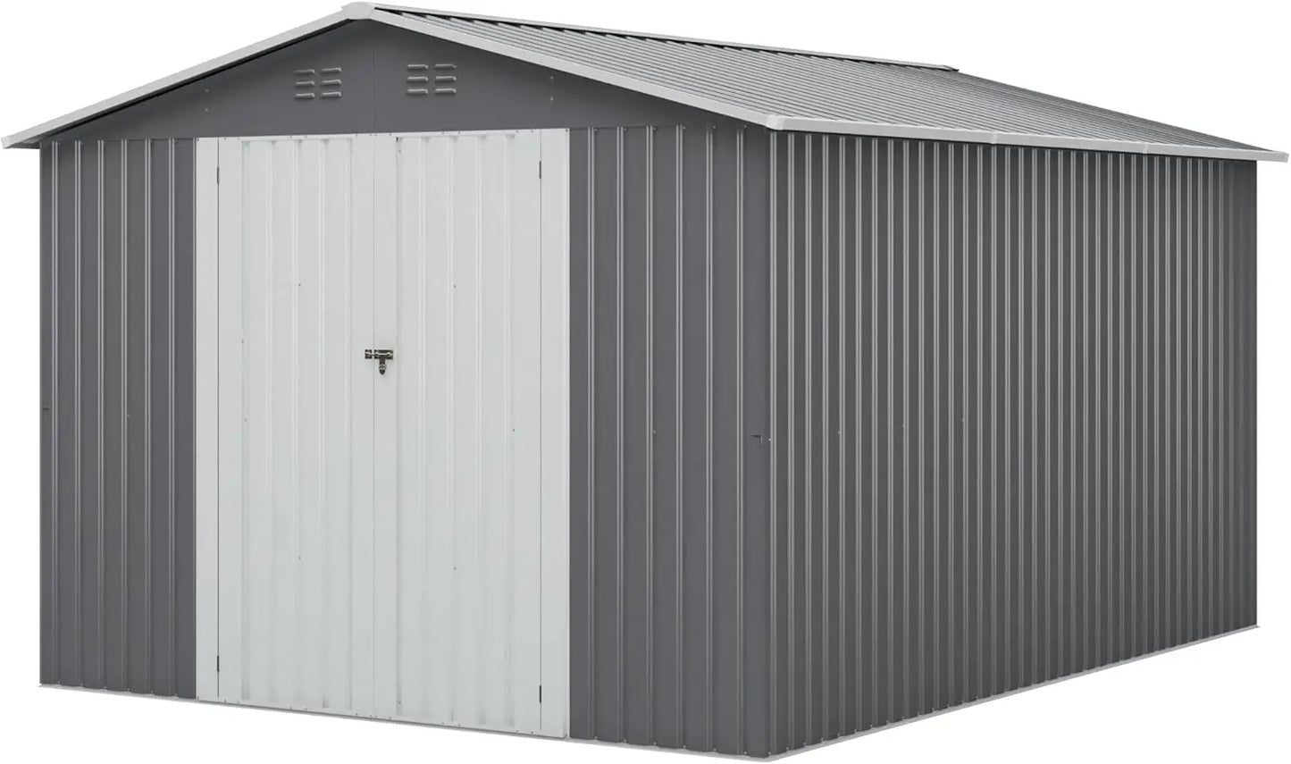 10x12 FT Outdoor Storage Shed, Large Metal Tool Sheds | Weatherproof, Durable, and Secure - Premium shed from Lizard Vigilante - Just $599.99! Shop now at Lizard Vigilante