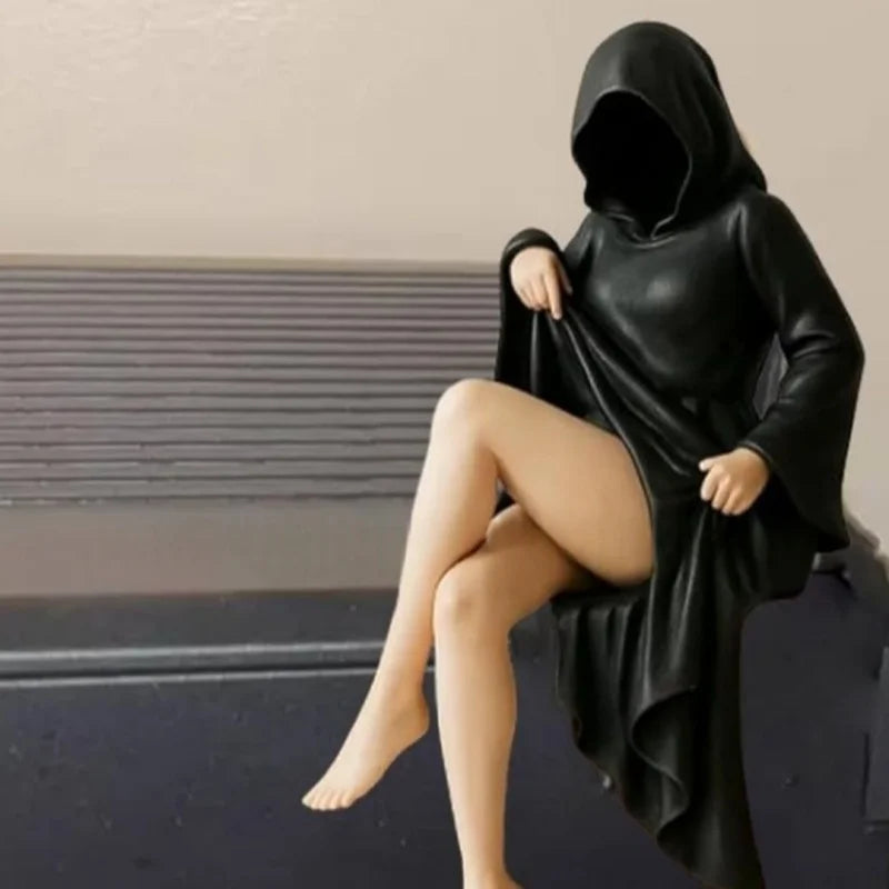 Women Statue Masked Women Desktop Ornament Mysterious Lady Statue for Desk Room Fireplace Shelf Mantel Table Entryway