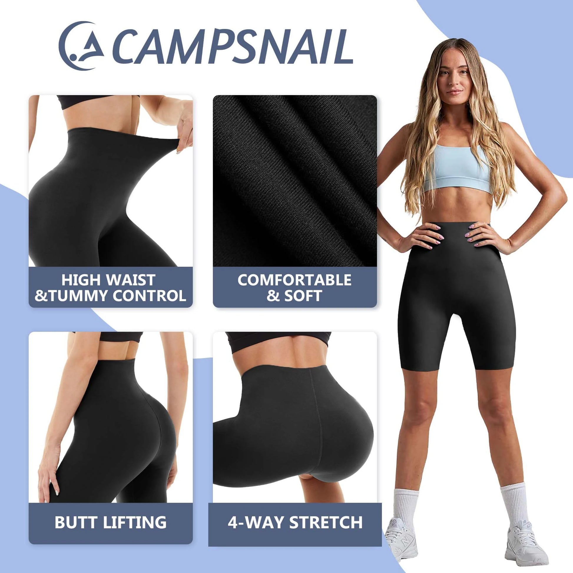 Women's High-Waisted Workout Biker Shorts - Tummy Control Spandex Booty Shorts - Premium biker shorts from Lizard Vigilante - Just $22.88! Shop now at Lizard Vigilante