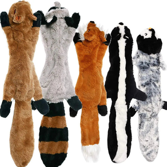 Set of plush animal toys in various designs on a white background