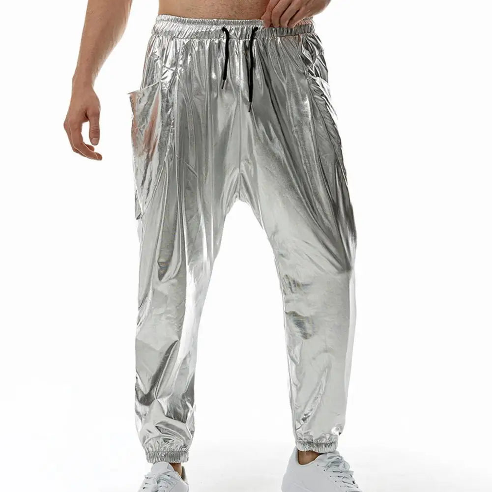 Gold Silver Metallic Shiny Sweatpants: Glam Rock Hip Hop Pants - Premium pants from Lizard Vigilante - Just $28.88! Shop now at Lizard Vigilante