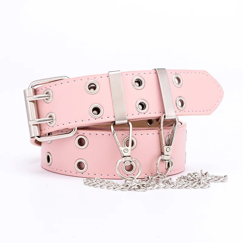 Women's Punk Chain Belt - Alloy Buckle, PU Leather - Premium belt from Lizard Vigilante - Just $18.99! Shop now at Lizard Vigilante