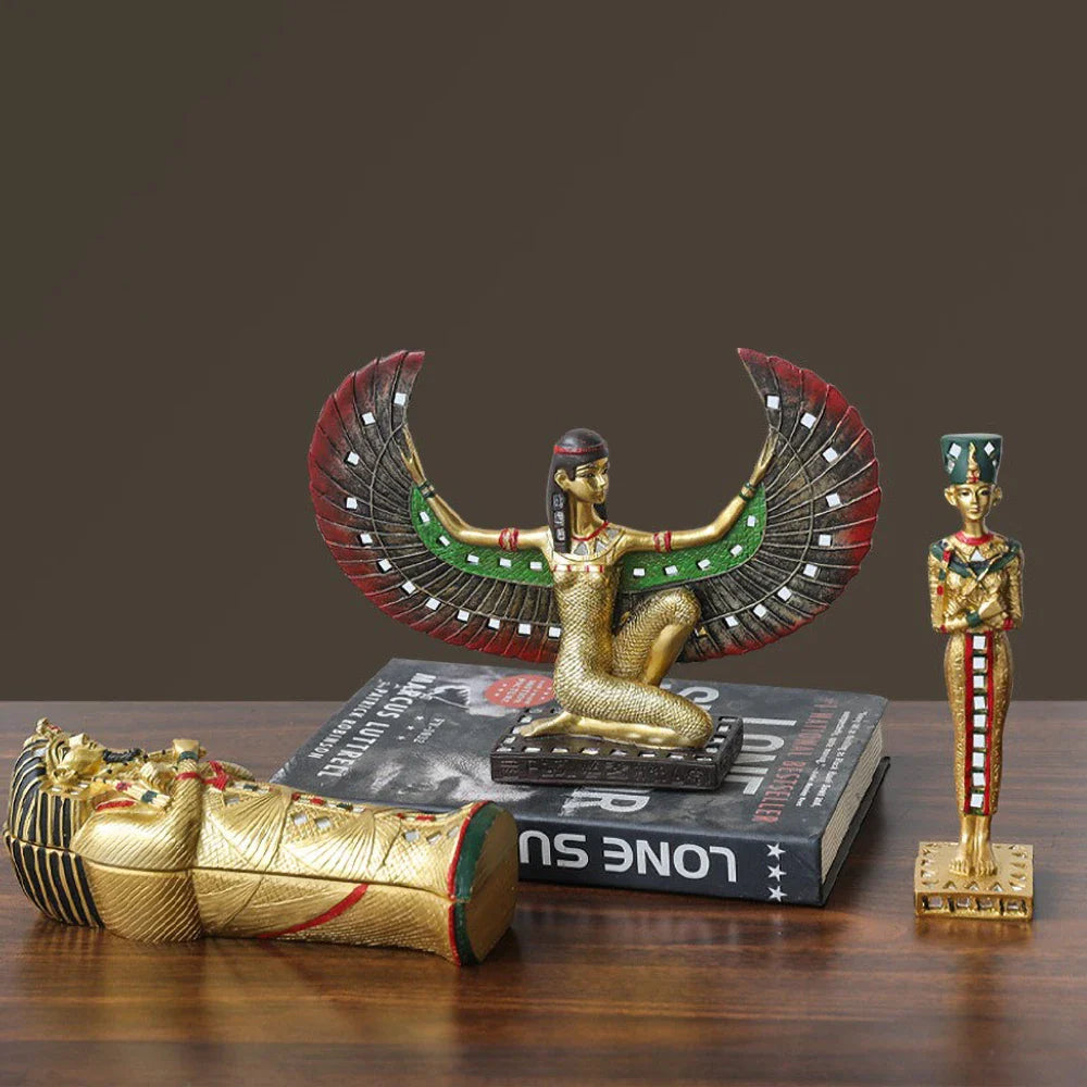 Egyptian Sphinx Resin Statue - Pharaoh Lion Body Human Face Sculpture, Hand-Painted Pyramid Guardian Isis Goddess Inspired Craft