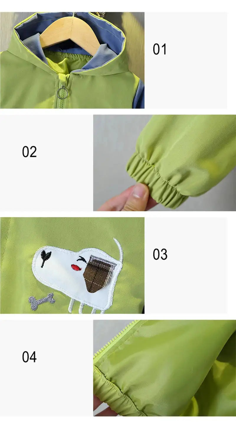 Cartoon Girls Jackets Cute Little Fox Kids Windbreaker Hooded Baby Coat Spring Autumn Children Outwear Toddler Girl Clothes