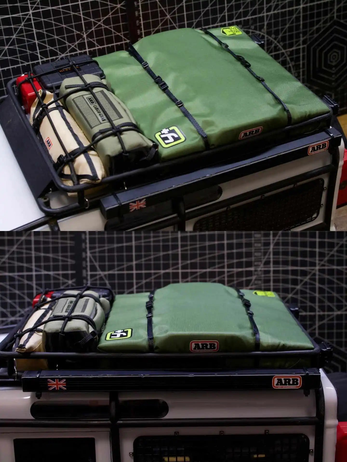 Simulated Tent Bag Side Tent Mood Accessory for 1/8 1/10 RC Track Car Traxxas TRX4 Defender Bronco AXIAL SCX10 RC4WD Decoration