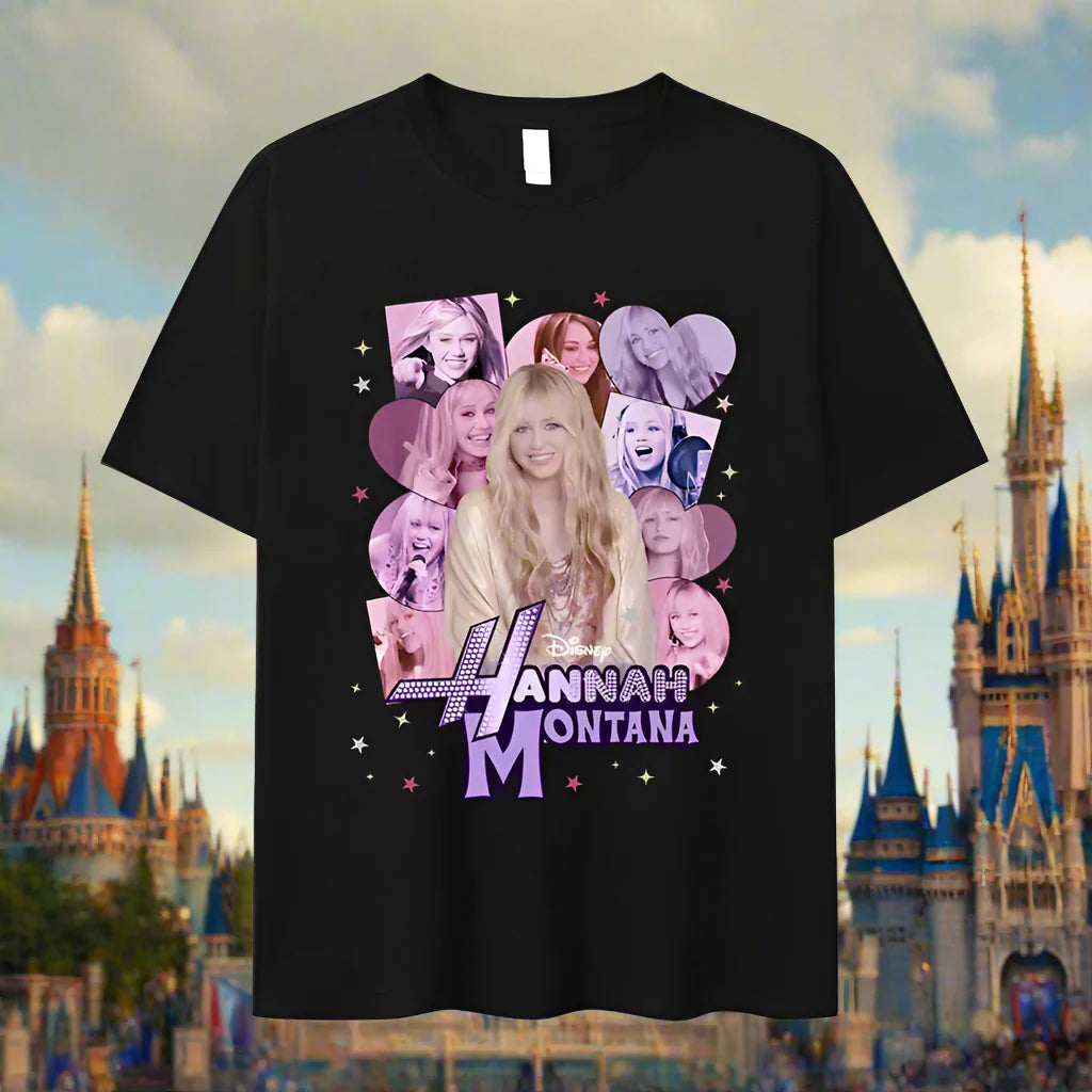 Hannah Montana Miley Cyrus Oversized Graphic T-Shirt – 100% Cotton, Aesthetic Fashion for Men & Women - Premium T-Shirt from Lizard Vigilante - Just $32.88! Shop now at Lizard Vigilante