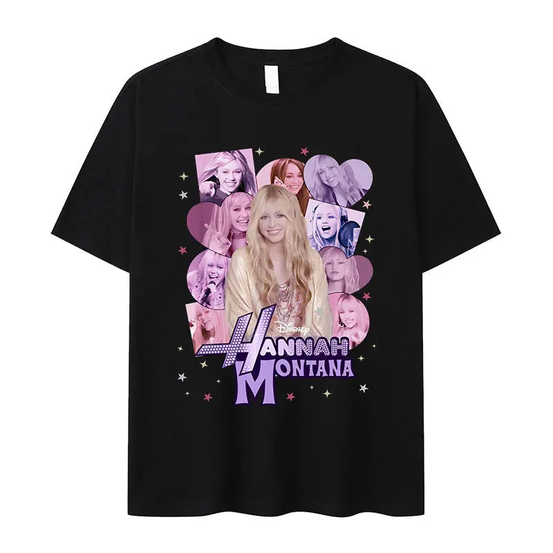 Hannah Montana Miley Cyrus Oversized Graphic T-Shirt – 100% Cotton, Aesthetic Fashion for Men & Women - Premium T-Shirt from Lizard Vigilante - Just $32.88! Shop now at Lizard Vigilante