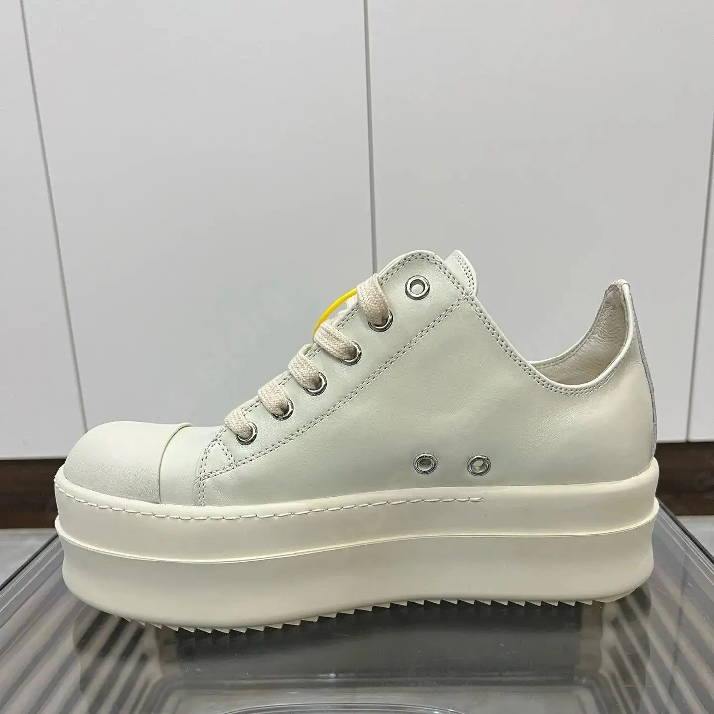 Brand Men Shoe Ricks Low Top Leather Shoes ivory white Women Casual Shoes Luxury Owen 6cm Thick Sole Shoes Sneaker Lace Up shoe - Premium  from Lizard Vigilante - Just $212.99! Shop now at Lizard Vigilante