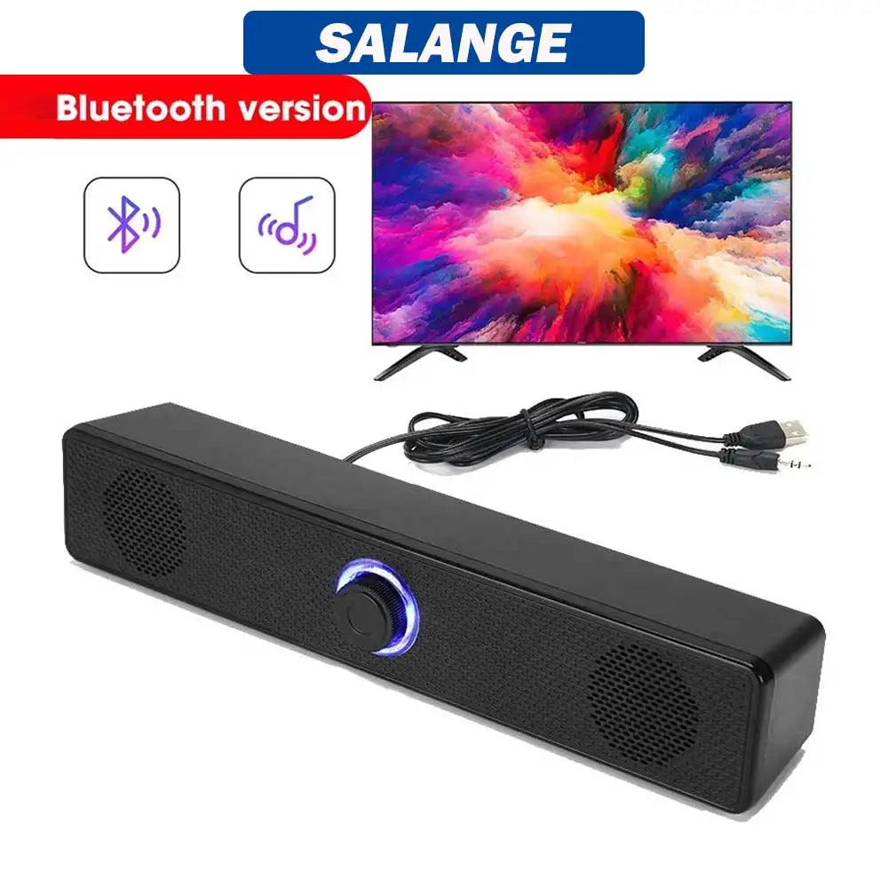 Salange Bluetooth Speaker USB Wired 3.5mm Port Sound Bar for PC Game Console Smartphone Laptop Tablet Black Desk Set Long