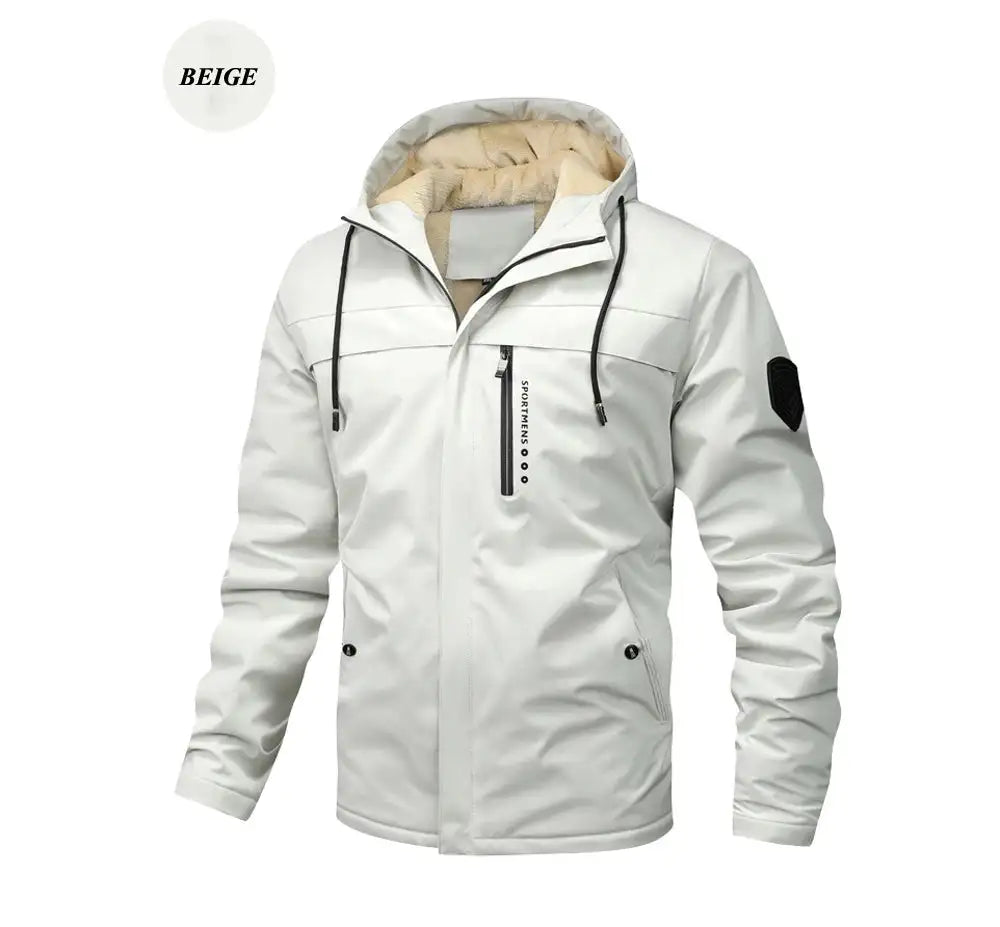 Winter Men's Warm Padded Jackets Fashion Men Fleece Lined Thermal Hooded Coats Men Mountain Ski Windbreaker Jackets Clothing