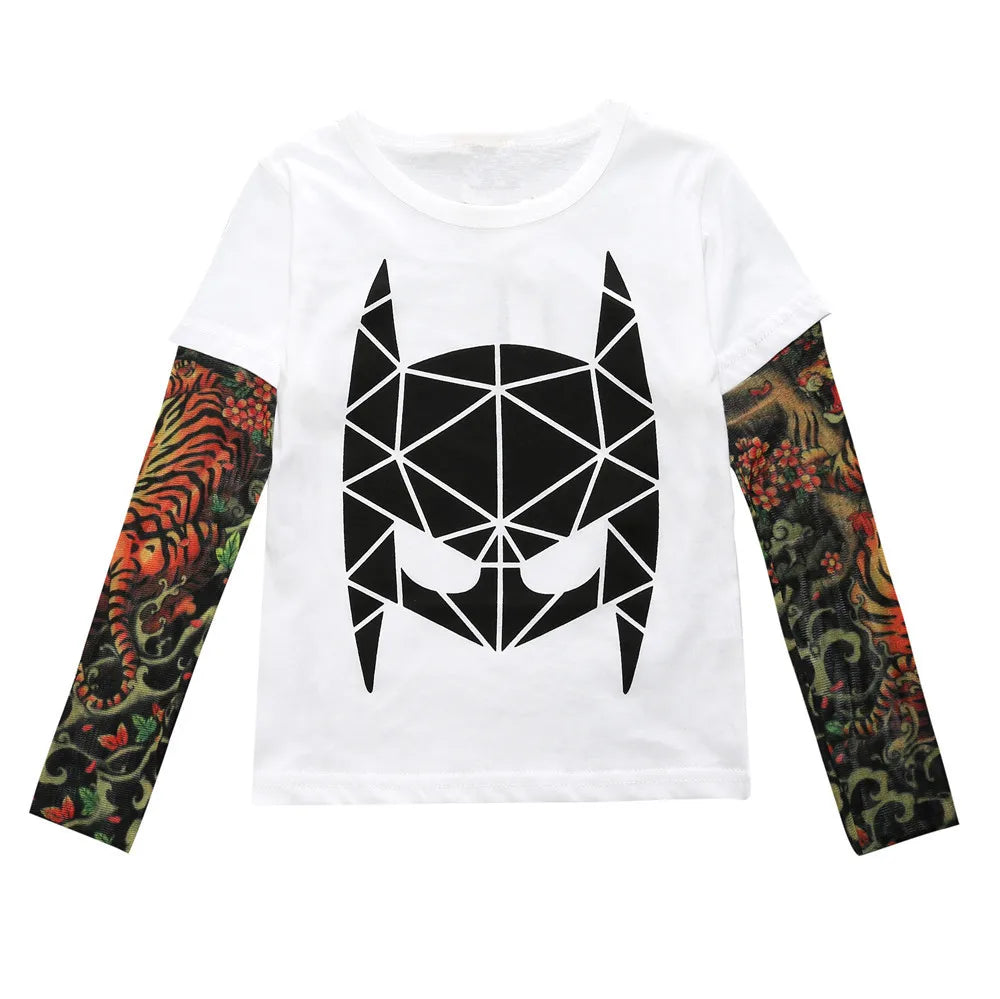 Little Rebel Inked Long Sleeve Tee – punk rock tattoo-print cotton top for future stage legends