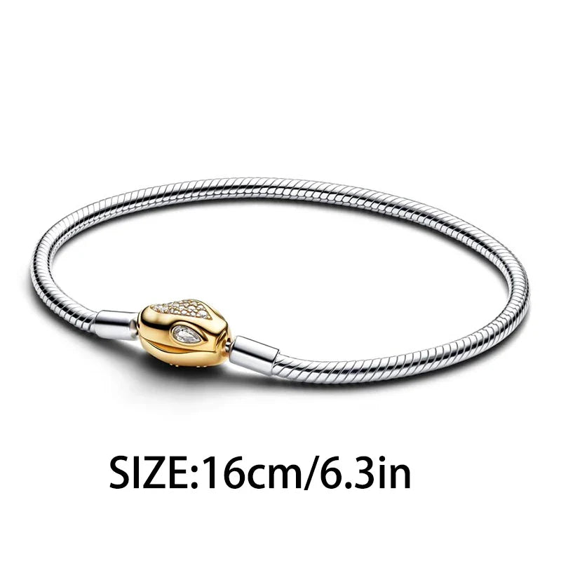 925 Silver Valentine's Day Snake Year Series Pendant Suitable for 925 Sterling Silver Original Women's Bracelet DIY Jewelry Gift