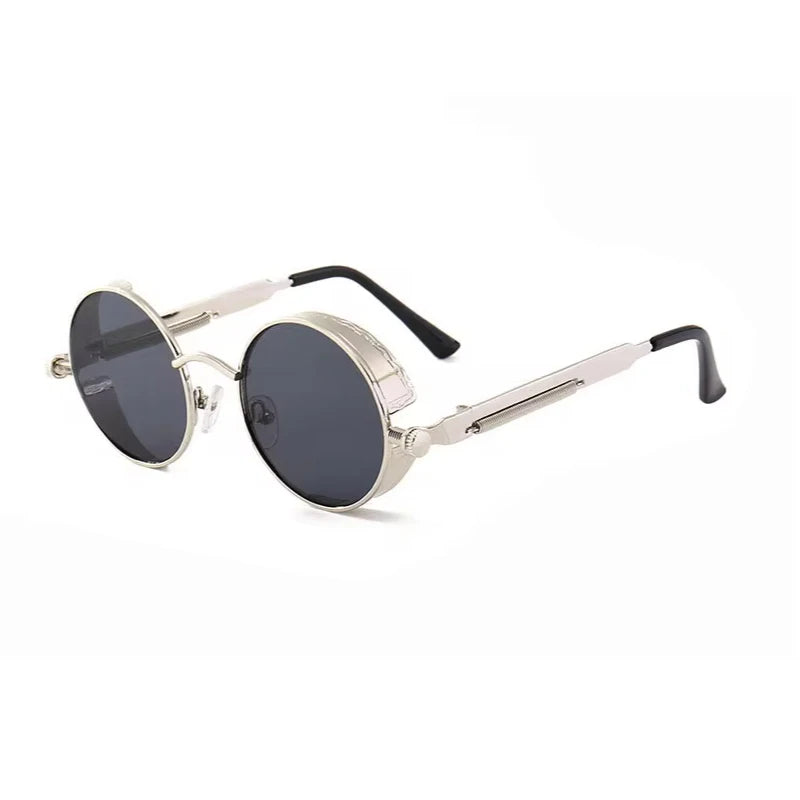 Steampunk Round Sunglasses - Men's Retro Steam Punk Style - Premium shades from Lizard Vigilante - Just $23.88! Shop now at Lizard Vigilante