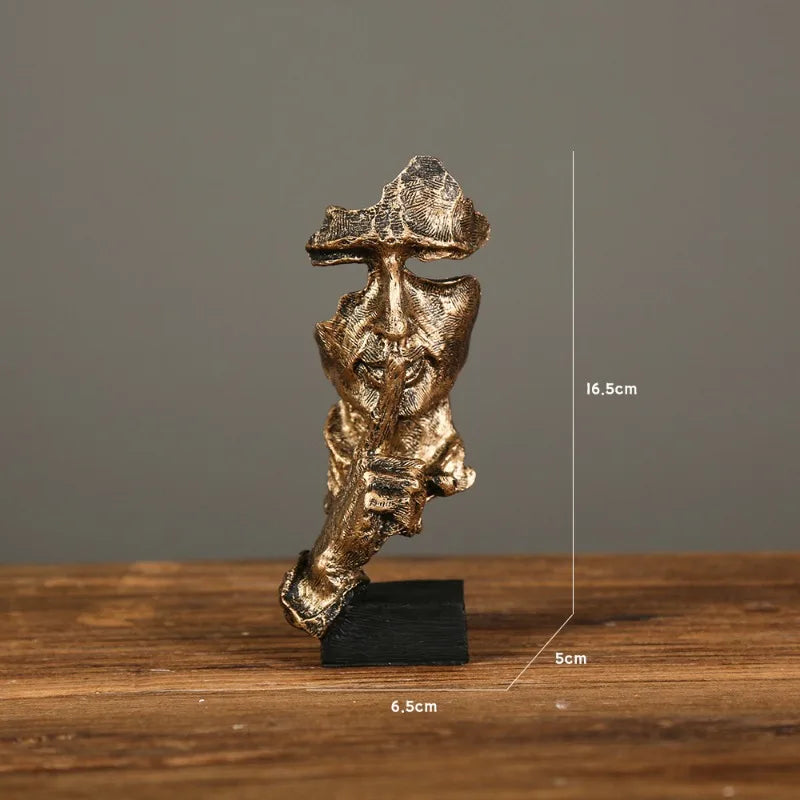 New Creative Abstract Silence Is Gold Abstract Figurine Resin Hand Face Men Statue Sculpture Home Office Living Room Desk Decor
