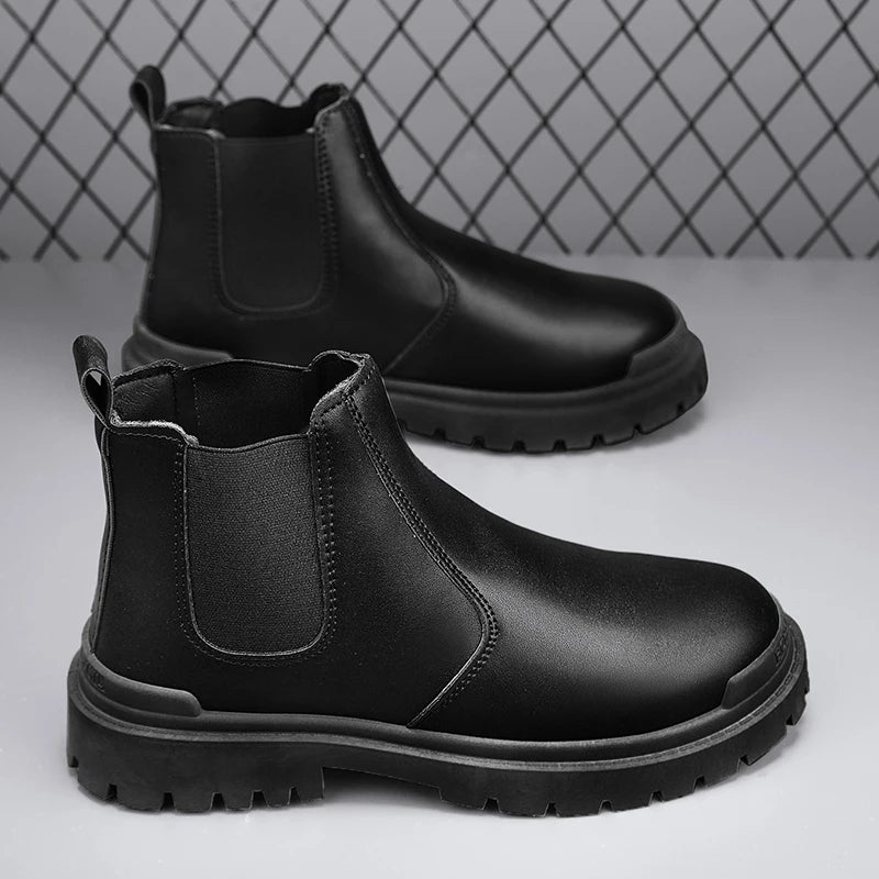 Men’s Biker Boots | Waterproof Street-Style Casual Leather Platform Shoes - Premium shoes from Lizard Vigilante - Just $21.99! Shop now at Lizard Vigilante