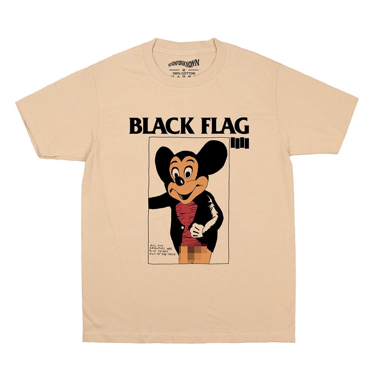 Black Flag Mickey T-Shirt all my groupies are 9, 10 at most Hardcore Punk Men's Clothing Short Sleeve Cotton Tee Shirt - Lizard Vigilante