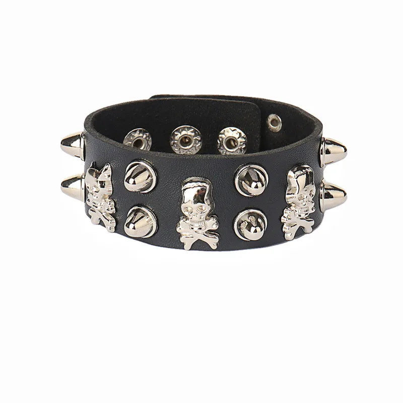 Punk Skull Goth Cuff Bracelet – New Bold, Edgy Style for Men and Women! - Premium bracelets from Lizard Vigilante - Just $18.88! Shop now at Lizard Vigilante