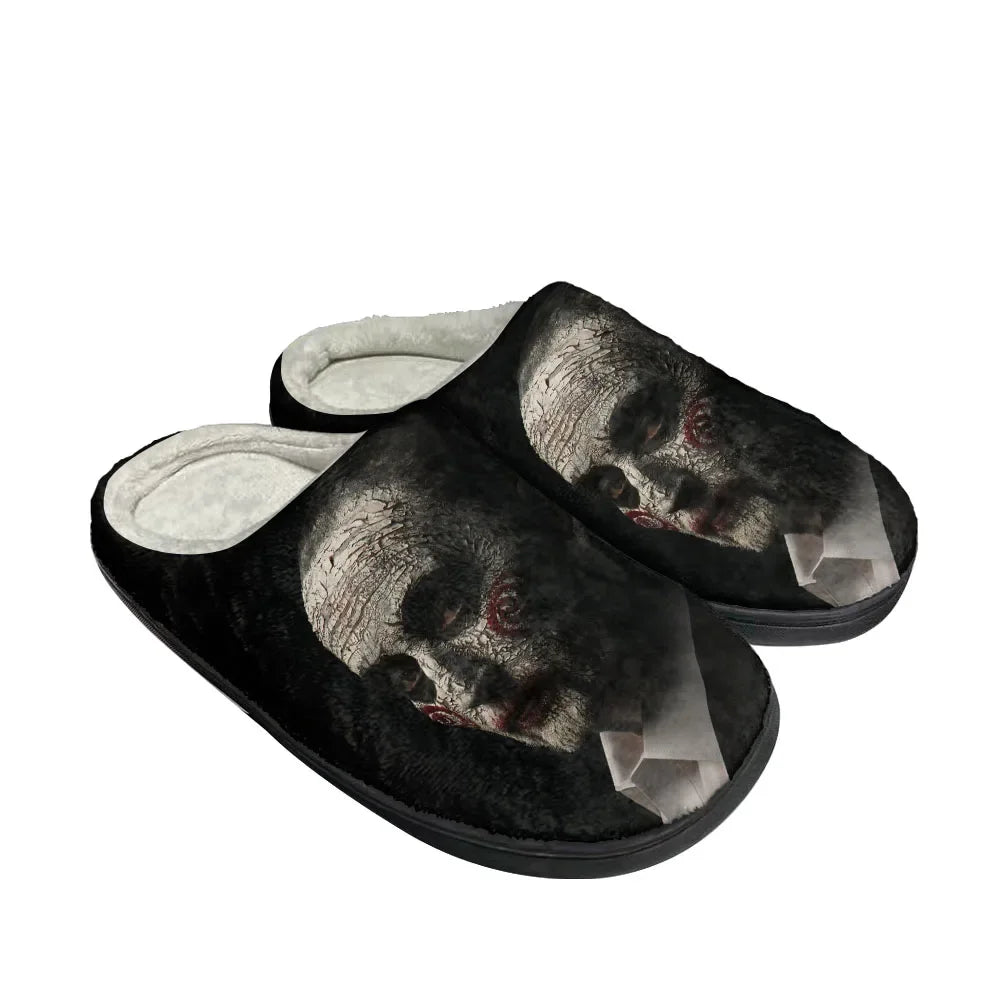 Saw Movie Custom Slippers – Plush Indoor Sandals for Men & Women | Comfortable, Warm, and Fashionable Horror-Themed Footwear - Premium slippers from Lizard Vigilante - Just $29.95! Shop now at Lizard Vigilante