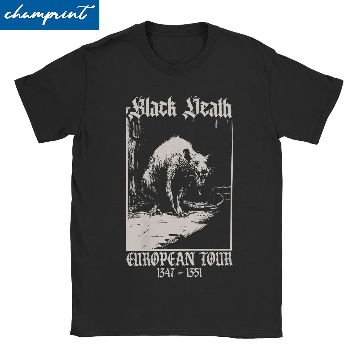 Black Death Gothic Grunge Medieval Rat T-Shirt Men Cotton T Shirt Goth Aesthetic History Dark Academia Tee Shirt 4XL 5XL Clothes - Premium t-shirt from Lizard Vigilante - Just $21.69! Shop now at Lizard Vigilante