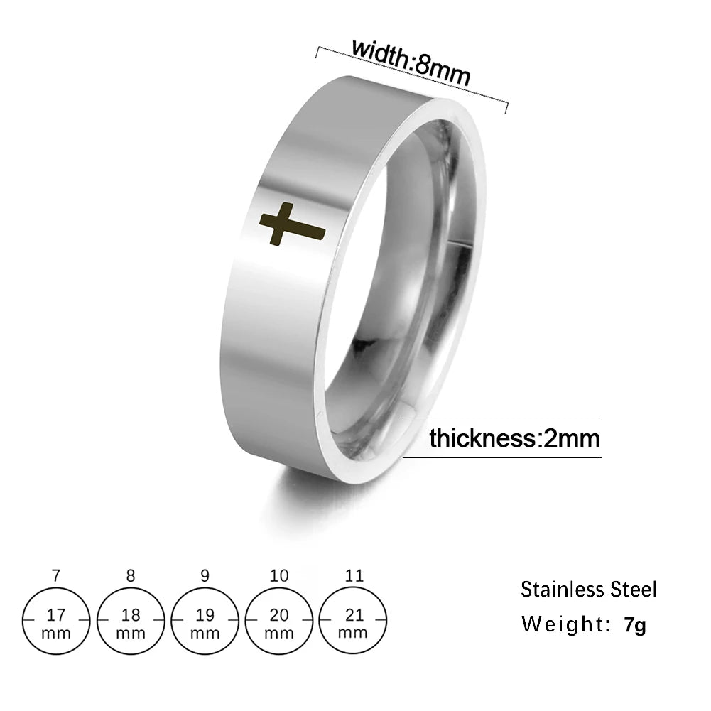 Gothic Cross Couple Rings Stainless Steel Silver Color COOLTIME Jesus Cross Finger Ring for Men Women Punk Jewelry Wedding Gift - Premium rings from Lizard Vigilante - Just $14.99! Shop now at Lizard Vigilante