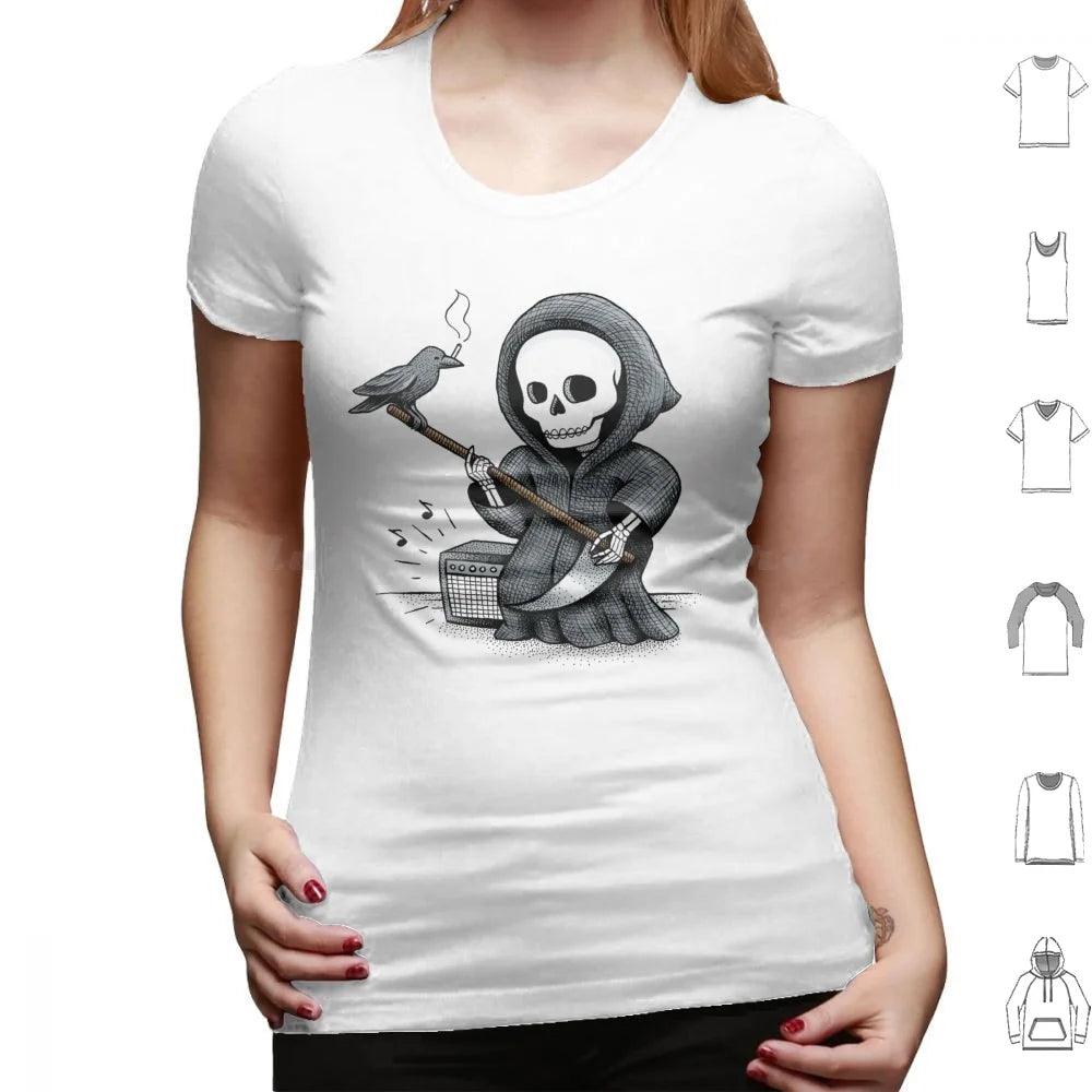 Death Metal T Shirt Cotton Men Women Diy Print Skull Halloween Skeleton Grim Reaper Crow Guitar Music And Roll Metal Band Scary - Premium T-Shirt from Lizard Vigilante - Just $24.99! Shop now at Lizard Vigilante