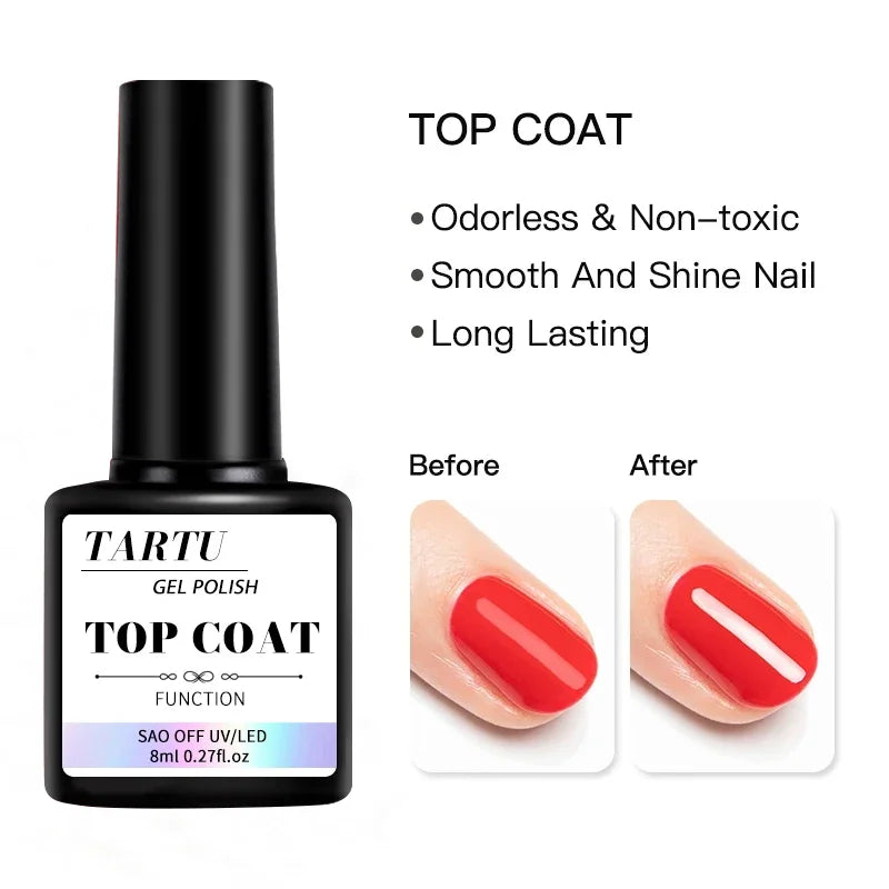 1pc/2pcs/3pcs 8Ml Functional Gel Nail Art Set with Base Coat and Diamond Top Coat,Matte Top ,Soak Off  for Nail Art Design Tool