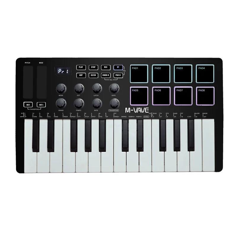 M-VAVE Portable MIDI 25-Key USB MIDI Keyboard Controller with 8 Backlit Drum Pads 8 Knobs 8 RGB Music Keyboard Instruments - Lizard Vigilante