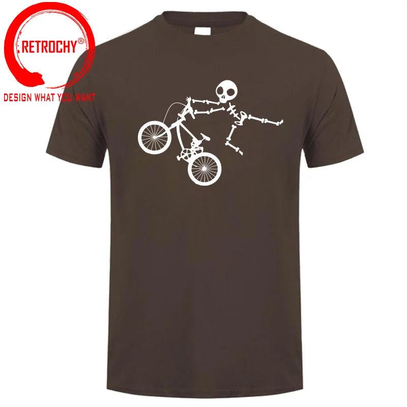 Skeleton Alien BMX Cycle Bike T-Shirt Custom Short Sleeve MTB Skull Biker TShirt Funny Fall O Neck Cotton T Shirt for Men - Lizard Vigilante