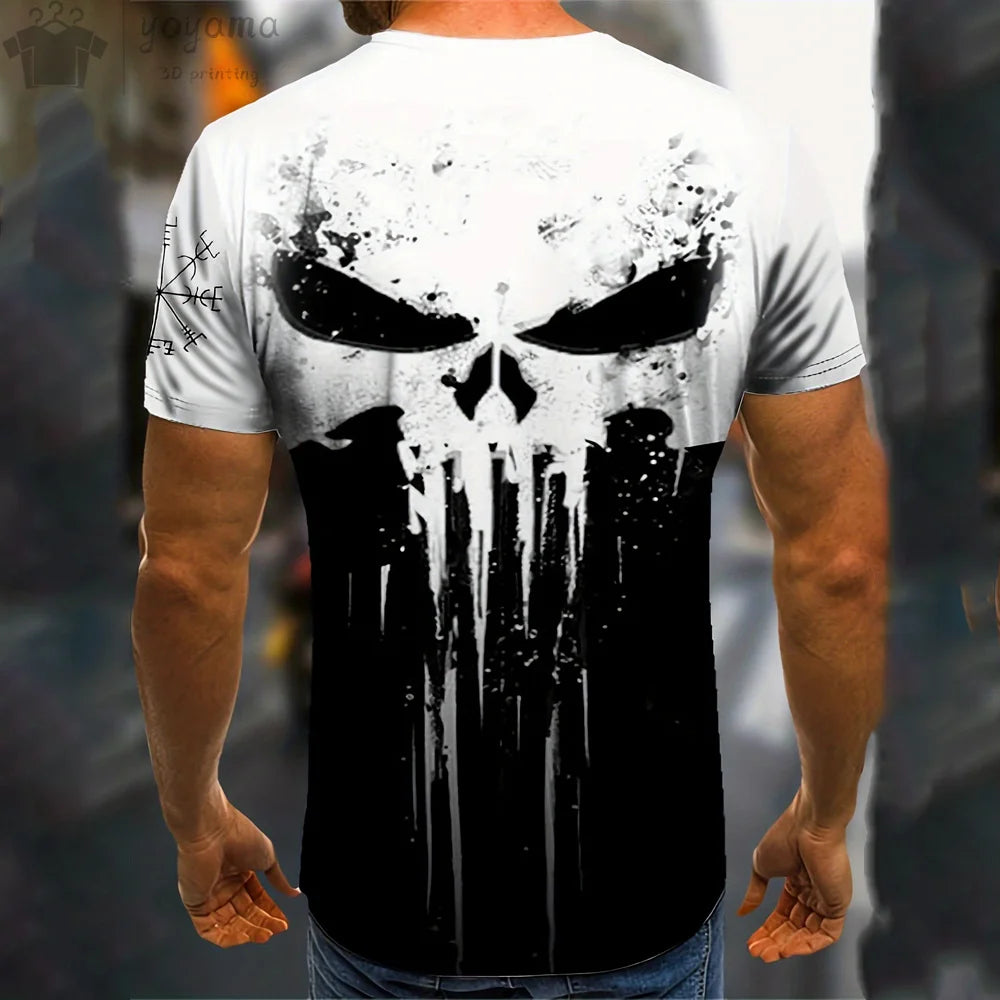 Men's T Shirt 3d Print Military Patriotic Skull O-Neck T Shirt Oversized T-Shirt Short-Sleeved Tee Sportswear Men's Clothing Top - Premium t-shirt from Lizard Vigilante - Just $23.88! Shop now at Lizard Vigilante