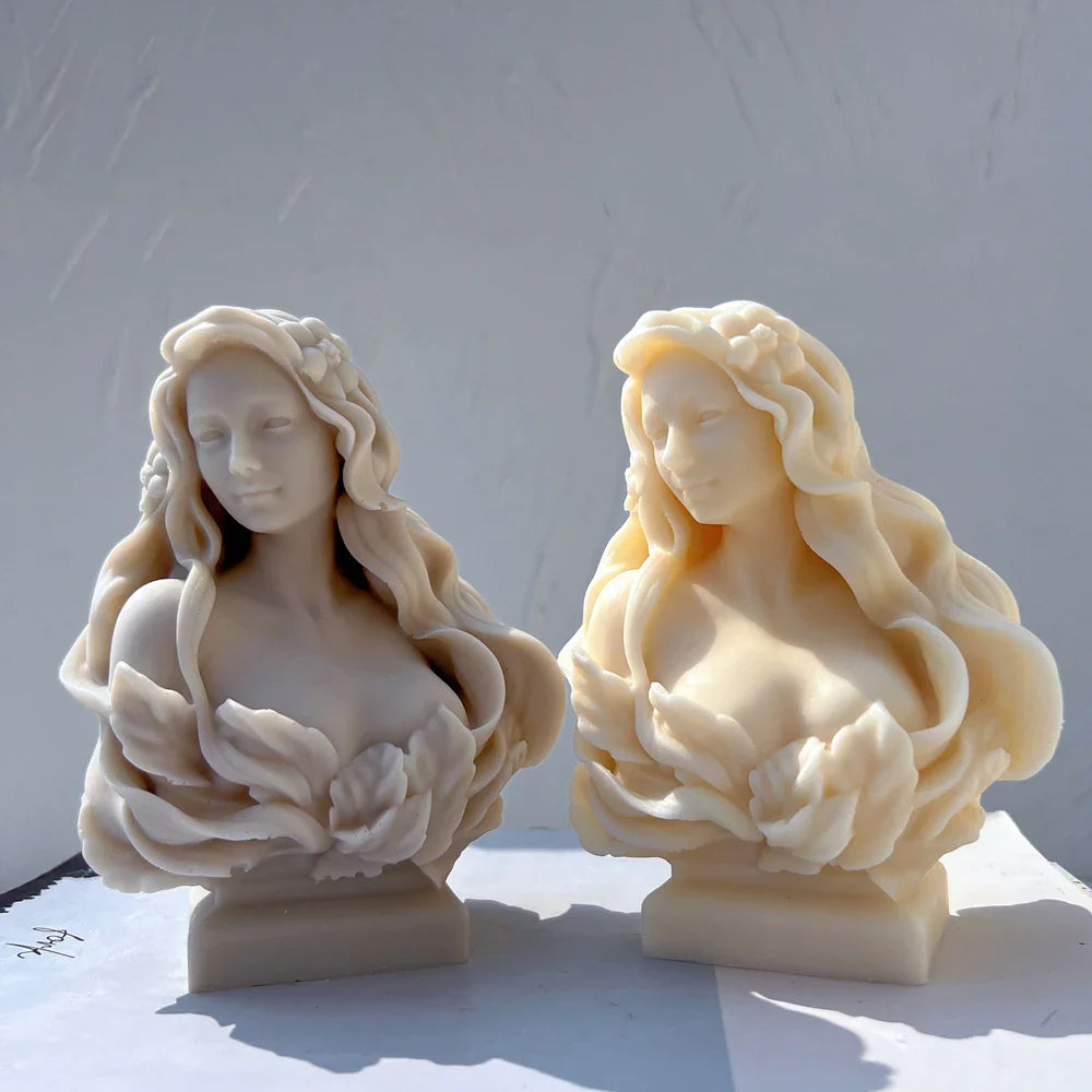 Beautiful Lady Statue Candle Mold Goddess Female Bust Silicone Molds Greek Art Woman Sculpture Soy Wax Tool