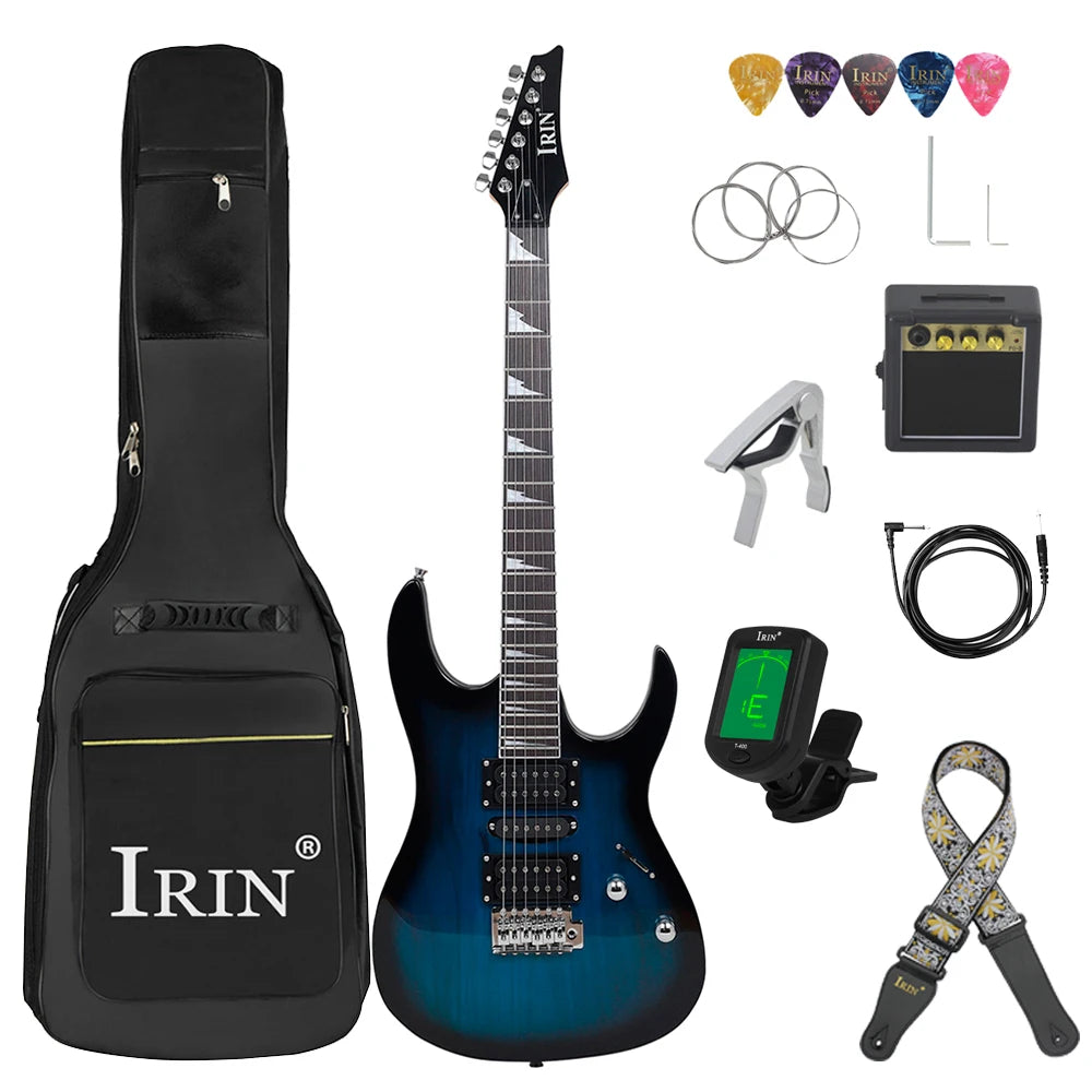 IRIN 24-Fret Maple Shockwave Electric Guitar Arsenal Pack – Full Stage Assault With Amp, Bag & Gear