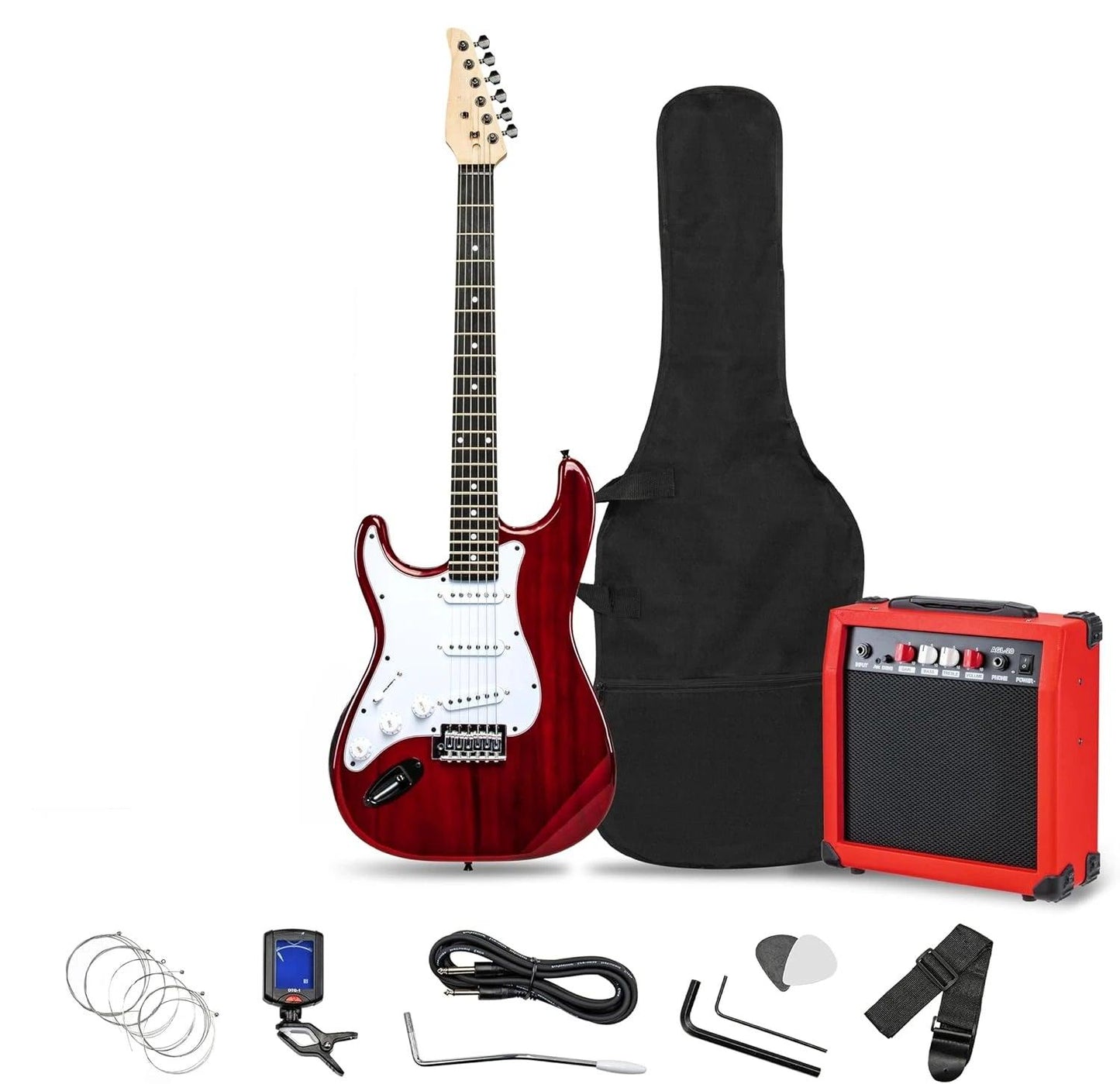 39 inch Electric Guitar Kit for Dummies Bundle with 20w Amplifier, Digital Clip On Tuner, Six Strings, Two Picks, Tremolo Bar,Shoulder Strap - Premium Electric Guitar from Lizard Vigilante - Just $234.56! Shop now at Lizard Vigilante