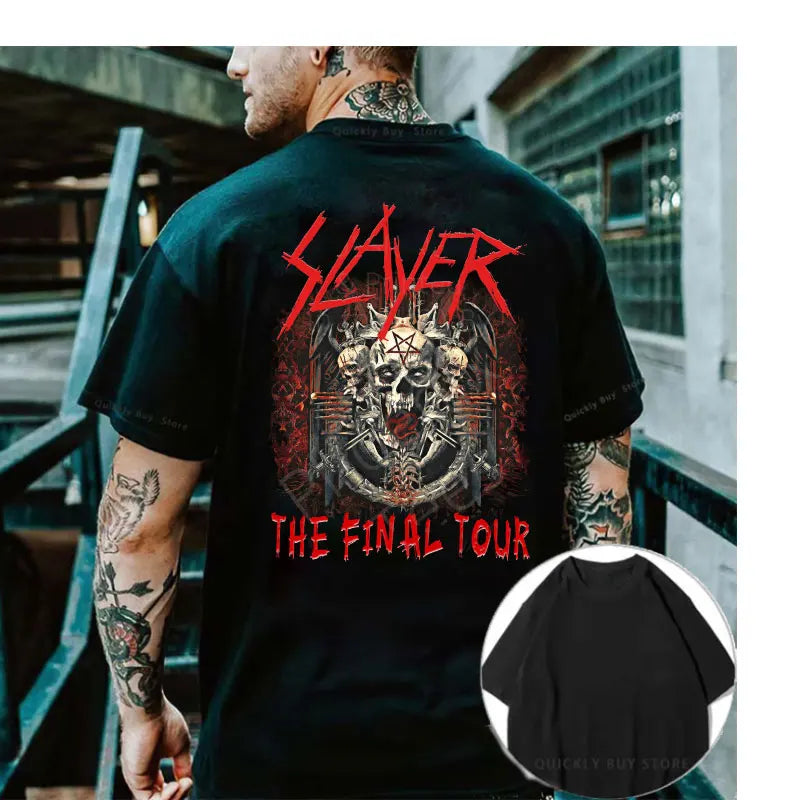 Slayer Metal Band Graphic T-Shirt for Men – Cool Punk Rock Y2K Tee, Unisex Casual Top, XS-4XL - Premium T-shirt from Lizard Vigilante - Just $23.88! Shop now at Lizard Vigilante