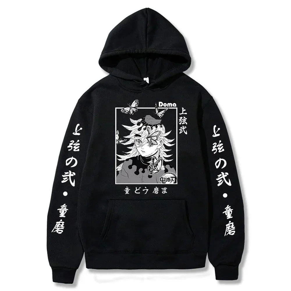 Demon Slayer Douma Fleece Hoodie – Bold Anime Harajuku Streetwear for Men & Women – Vibrant Autumn Warm Pullover Fashion - Premium Hoodie from Lizard Vigilante - Just $48.88! Shop now at Lizard Vigilante