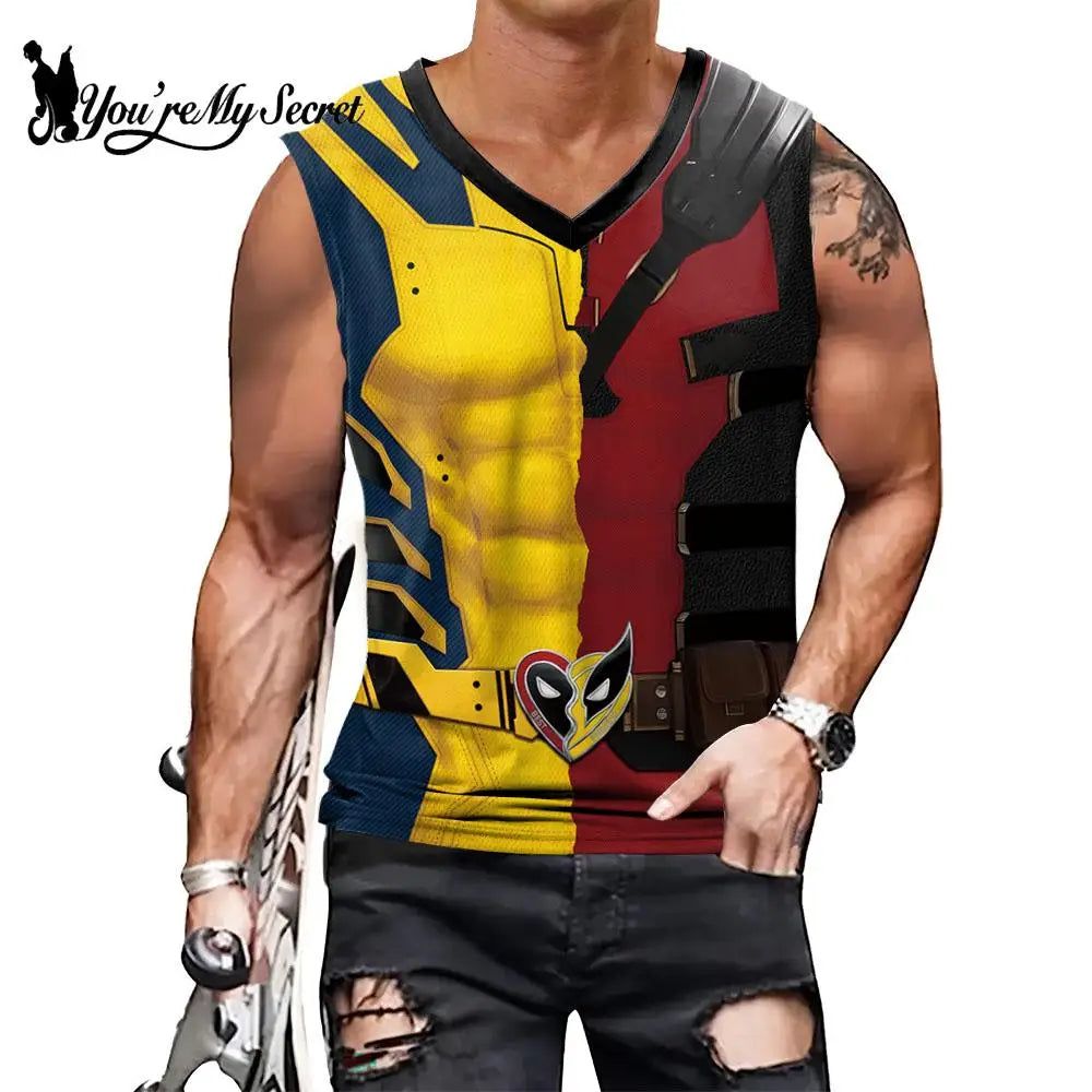 Deadpool Wolverine Cosplay Superhero Printed Vest Comic Compression Workout Bodybuilding Tank Tops - Premium shirt from Lizard Vigilante - Just $23.99! Shop now at Lizard Vigilante